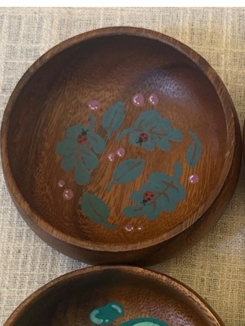 Hand-Painted Wooden Trinket Jewelry Dish Ladybug 4” Artisan